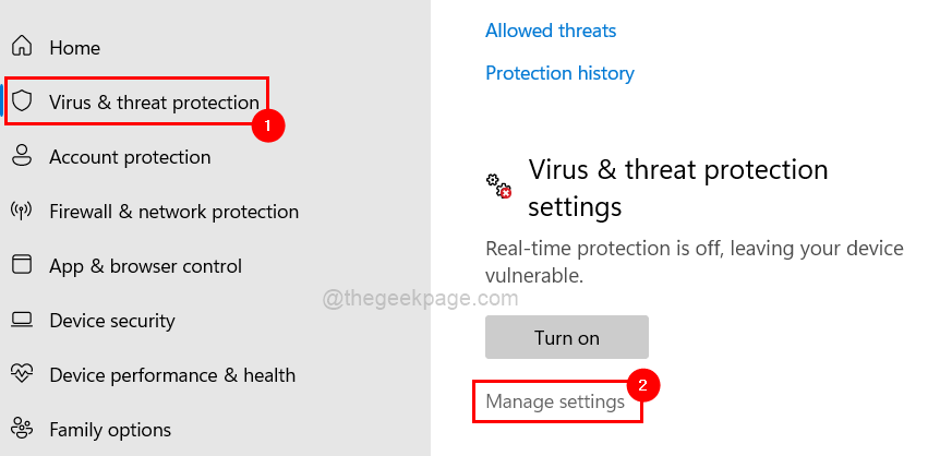 Upravljanje postavkama Zaštita od virusa i prijetnji 11zon