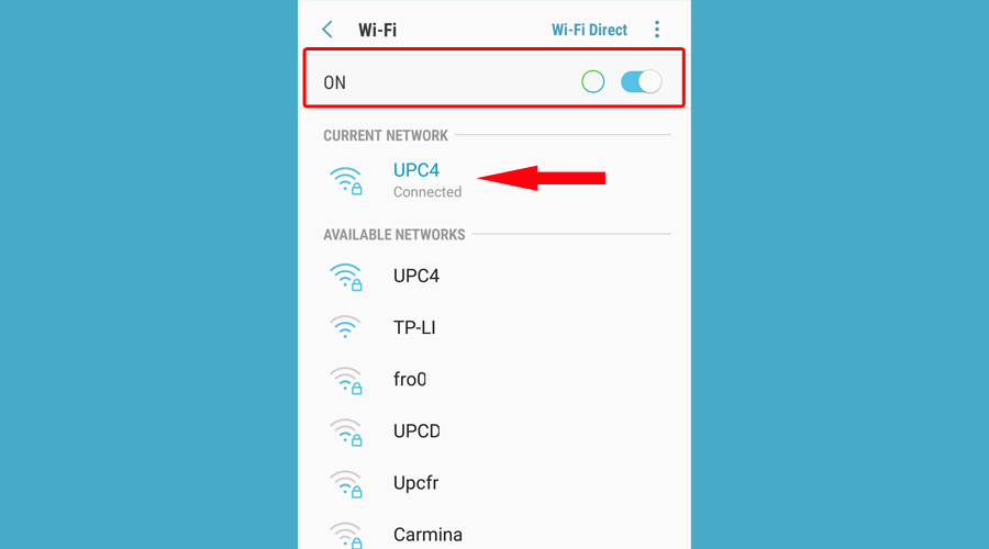 Android- ში ნაჩვენებია Wi-Fi კავშირი