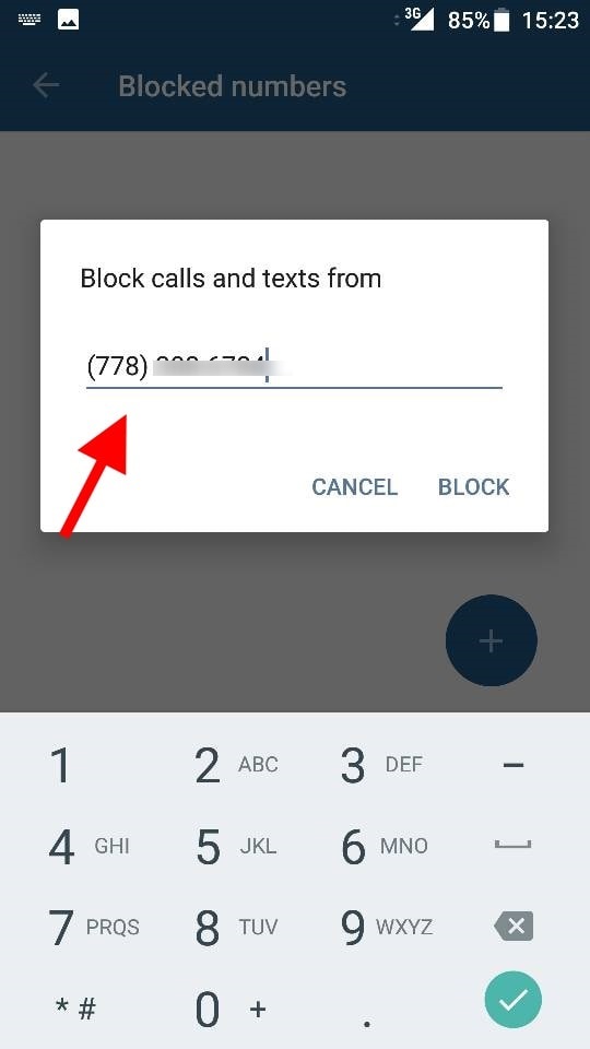 Sisestage blokeeritud telefoninumbrite loend Min