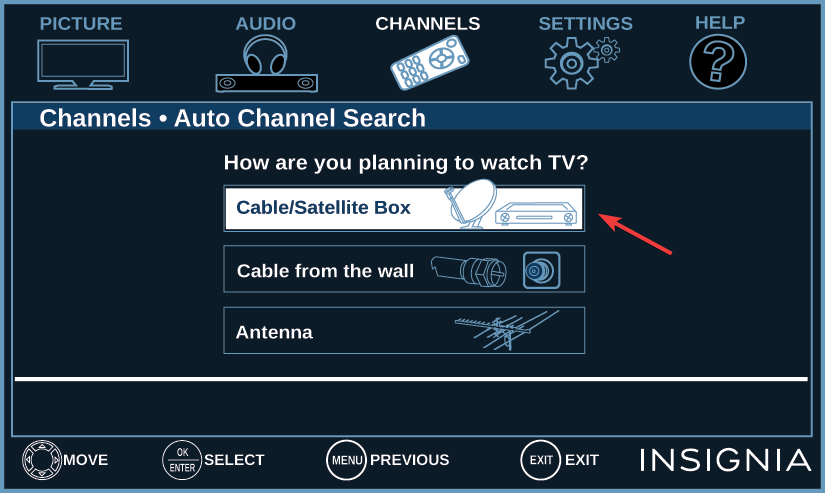 Vælg mellem - insignia tv-kanal scanningsproblemer