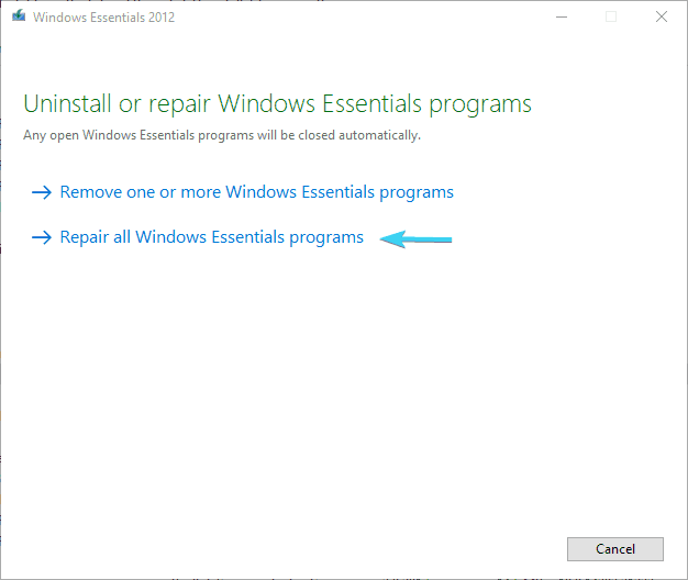 すべてのWindowsLiveメールが機能しないことを修復する