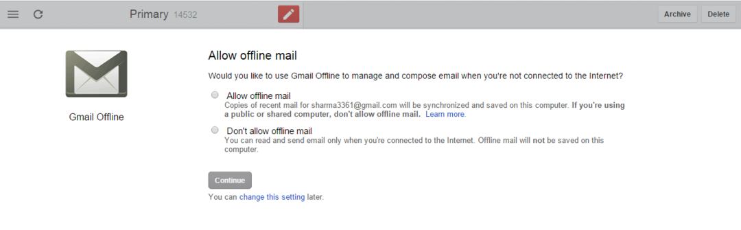 오프라인 Gmail 사용