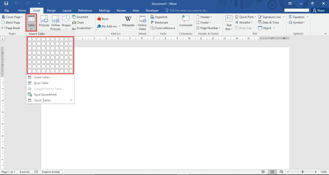 Como inserir e redimensionar uma tabela no Microsoft Word 2016