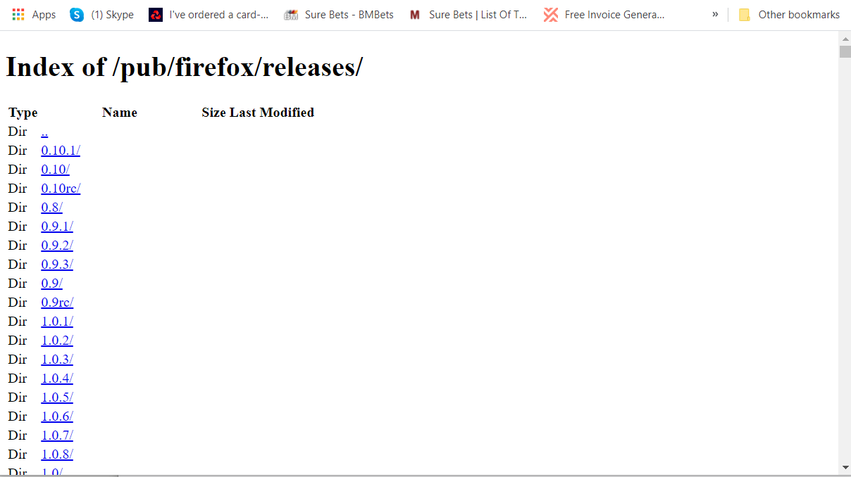Indice della pagina delle versioni di Firefox gah la tua scheda è appena andata in crash