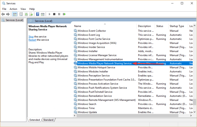 Windows Media Player-Netzwerkfreigabedienst Windows Media Player kann die Datei nicht finden
