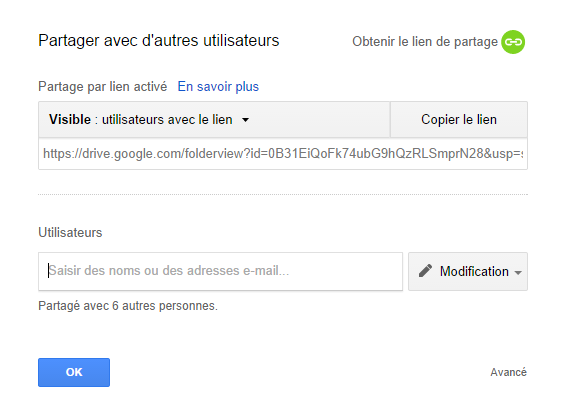 ecran partager avec d'autres utilisateurs google drive