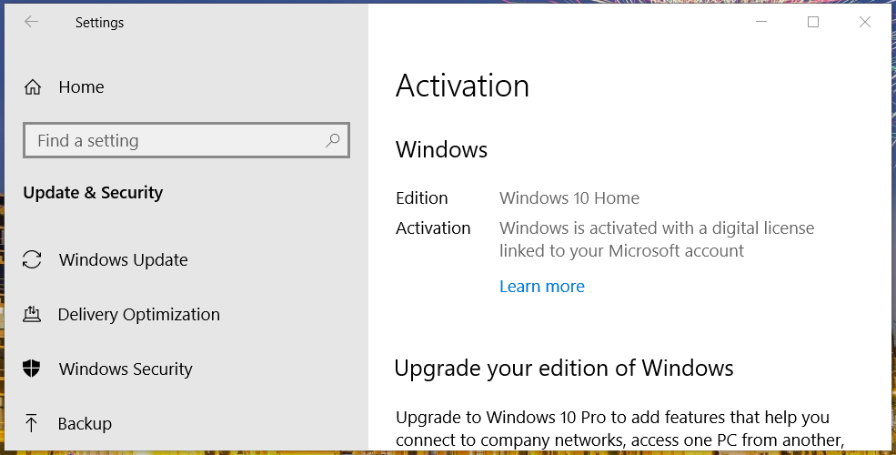 Az Aktiválás fül Windows hibakódja 0xc004f025