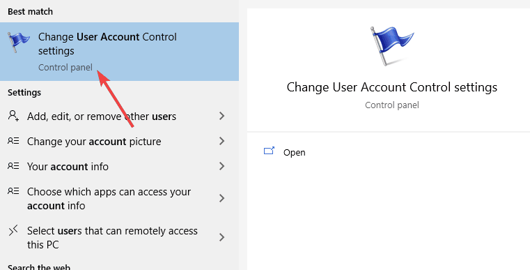 ユーザーアカウント制御設定の変更MicrosoftEdgeWebdriverの不明なエラー