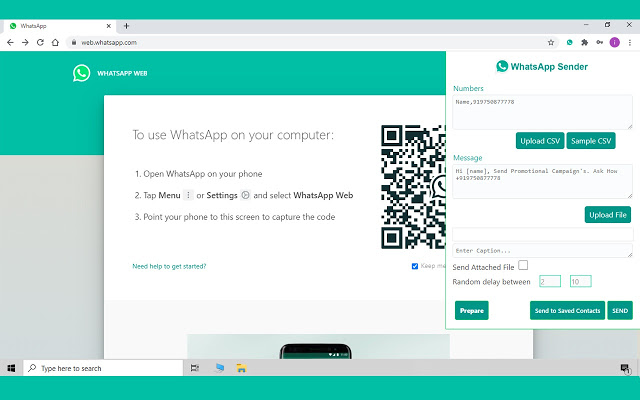 Ekstensi WhatsApp untuk pesan massal
