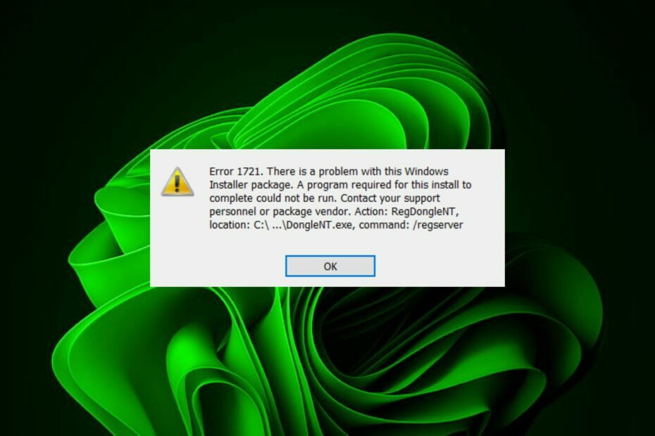 Errore 1721: come risolvere questo problema di Windows Installer