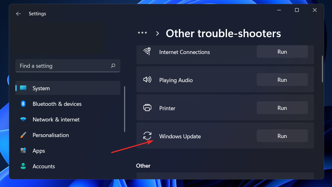  Windows-update-troubleshooter-run Windows 11 Код помилки 0x800f0801