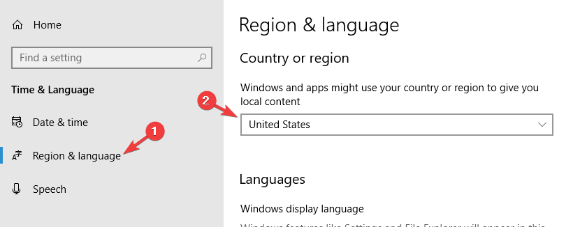 negara atau wilayah Menu Mulai Windows 10 dan Cortana tidak berfungsi