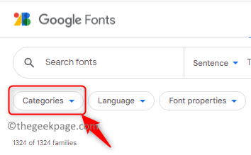 Google Fontsi kategooriad Min