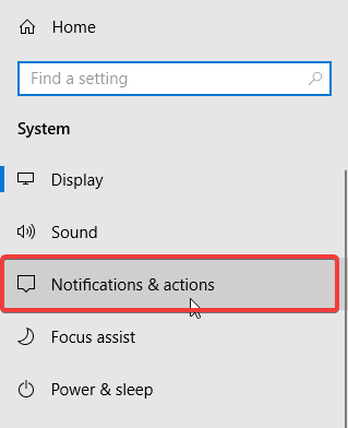 configuración de notificaciones y acciones de Windows 10