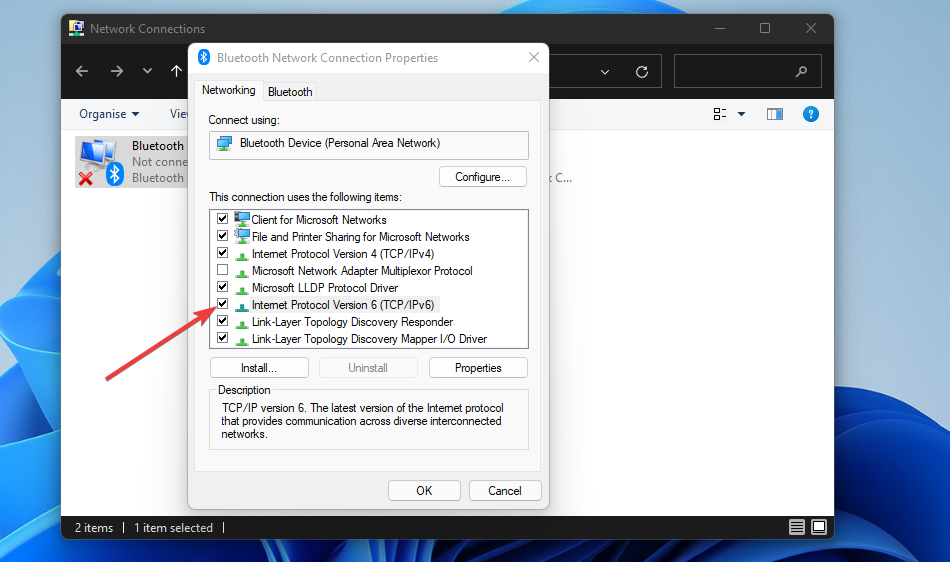 La opción de protocolo de Internet versión 6 de windows 11 vpn no funciona
