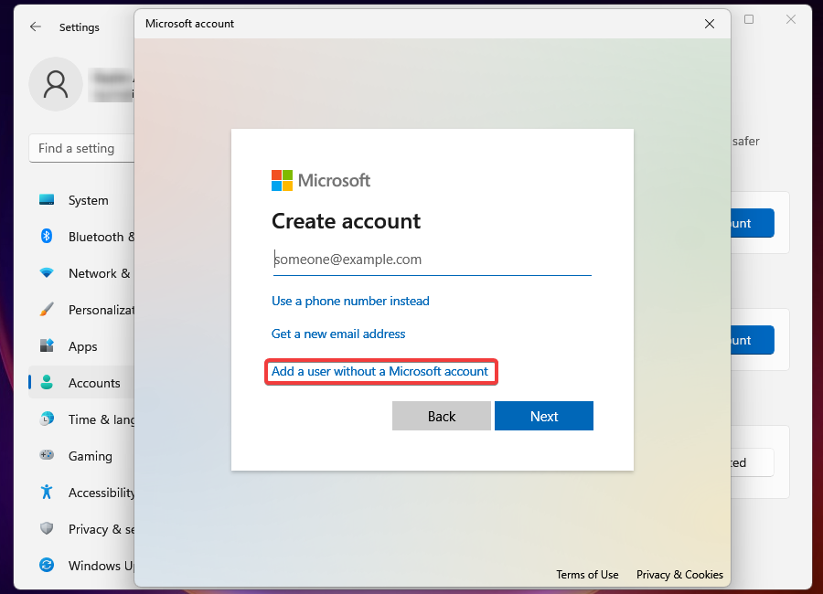 Hinzufügen eines Benutzers ohne Microsoft-Konto