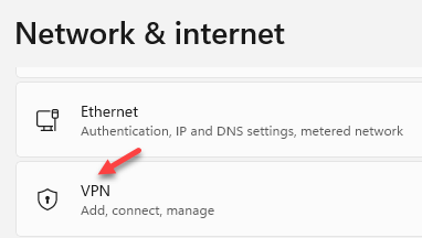 Configurações Rede e VPN da Internet