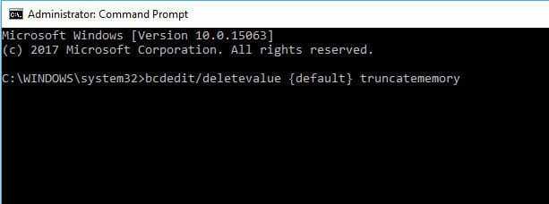 Bad_system_config_info RAM bcdedit / deletevalue {default} trunkatemory