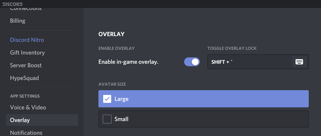 გამორთეთ Discord overlay