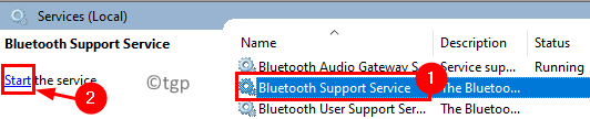 Початок служби підтримки Bluetooth Мін