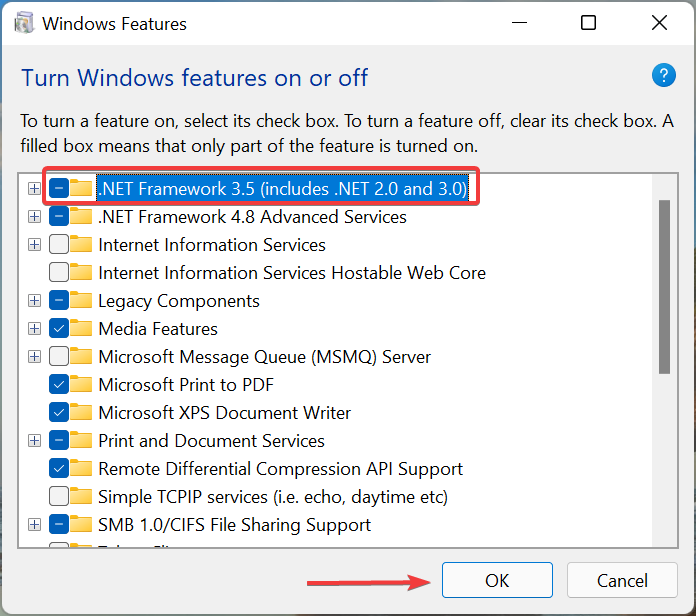 .NET Framework 3.5 vea 0xc00007b parandamiseks Windows 11