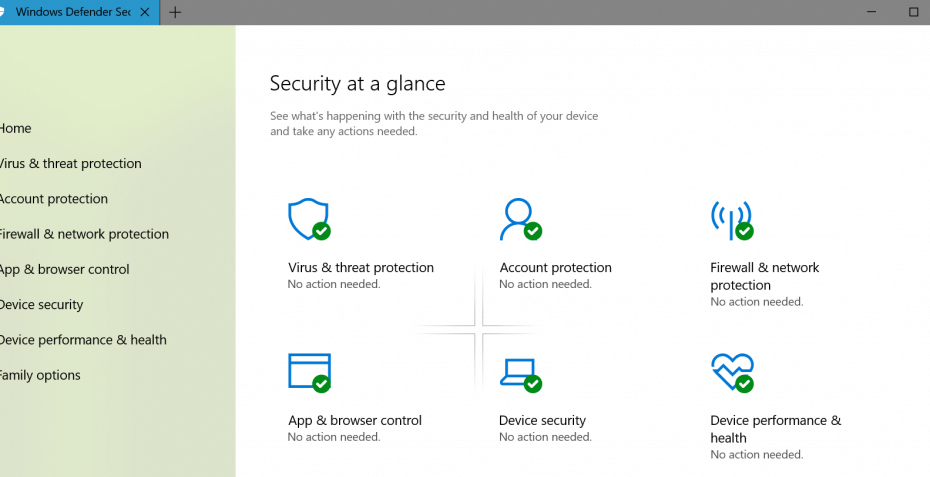 Akıcı Tasarım Windows Defender Güvenlik Merkezi