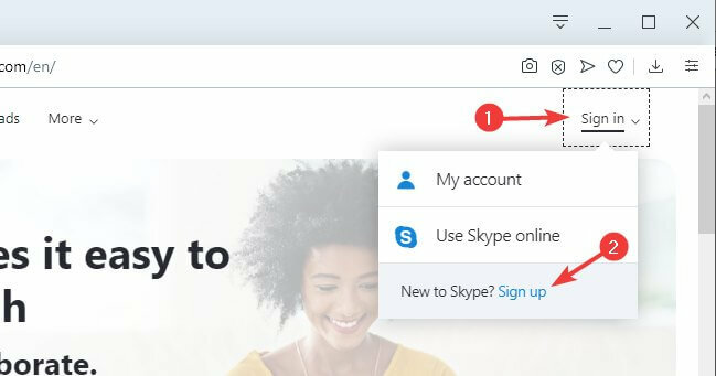 creați un browser Skype Skype