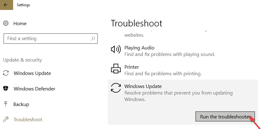 Poradce při potížích s aktualizací systému Windows