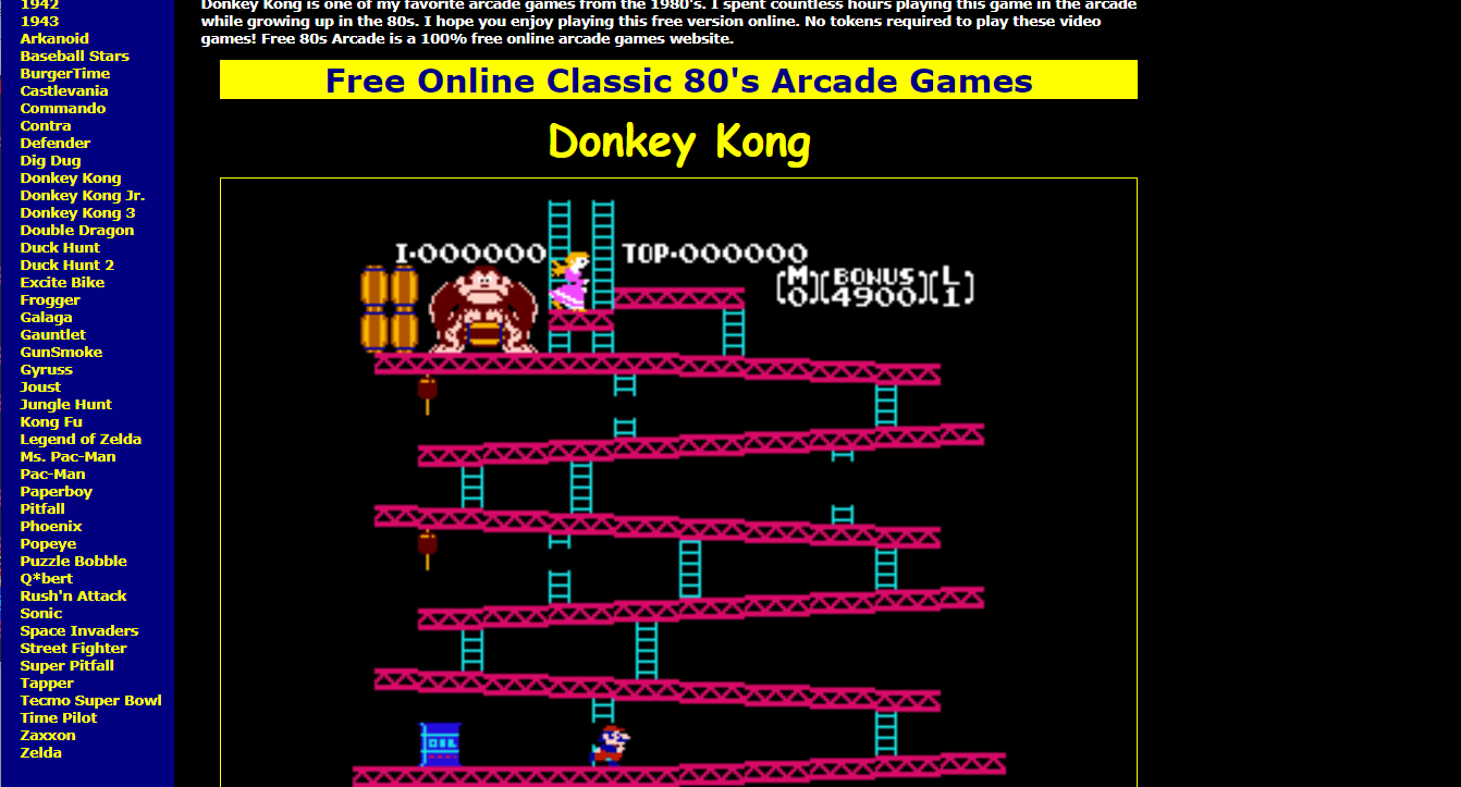 Donkey Kong retro spēles tiešsaistē