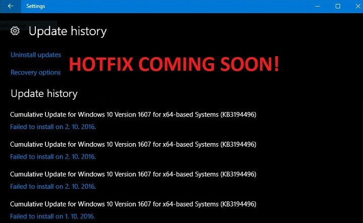 Microsoft bestätigt, dass der Hotfix für KB3194496 fast fertig ist