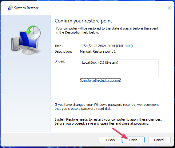 Windows 11の「完了」ボタンの表示設定が機能しない