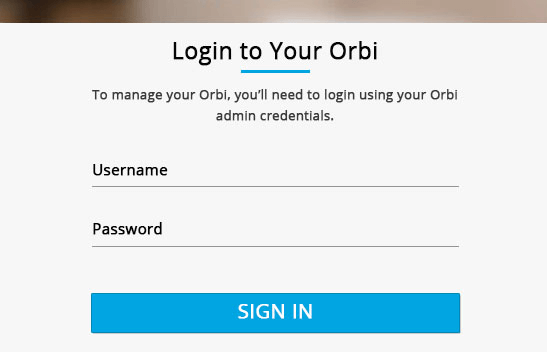 รหัสผ่านเริ่มต้นของ Orbi