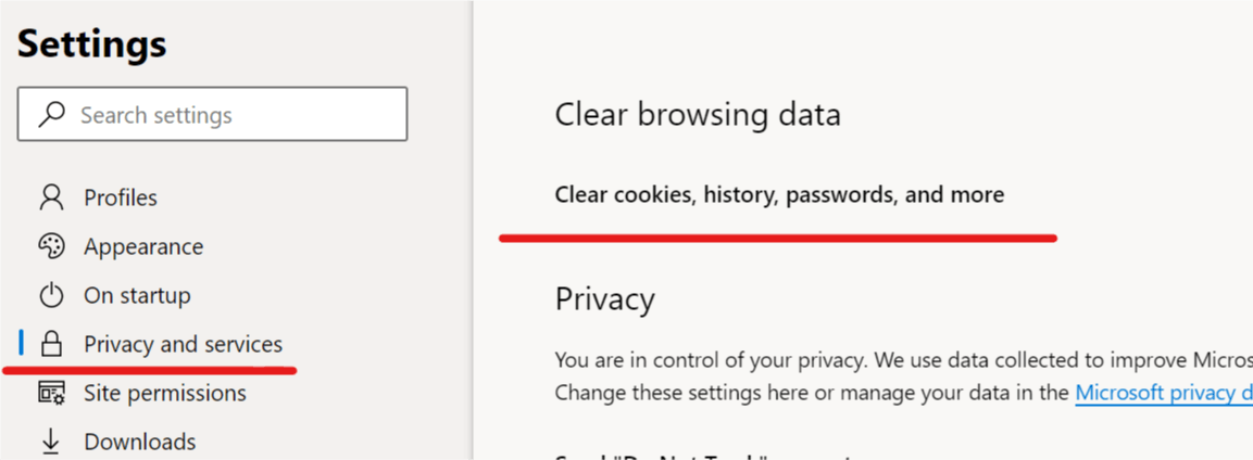 Microsoft Edge Chromium - الخصوصية والخدمات