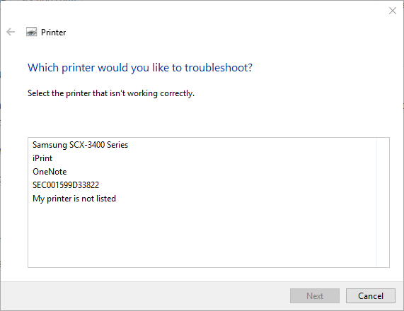 Yazıcı sorun giderici hatası yazdırma mesajı Windows 10