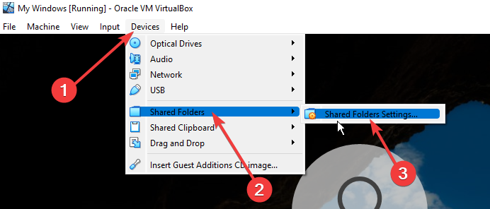 برنامج Virtualbox مجلد مشترك windows 11