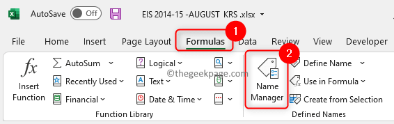 Excel-Formeln Name Manager Min
