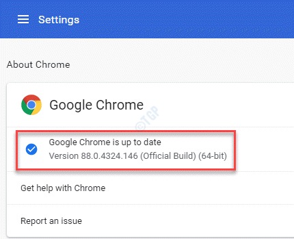 Nastavení O prohlížeči Chrome