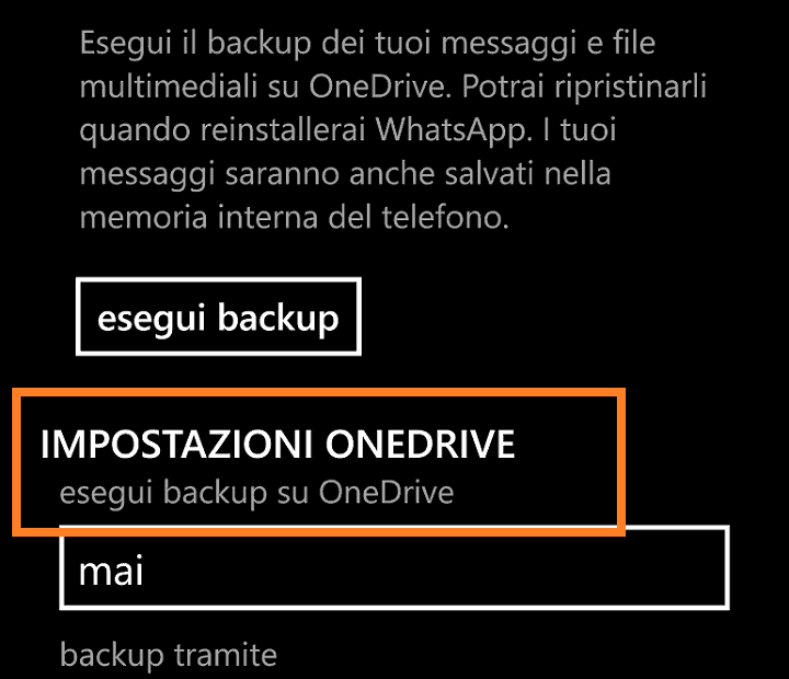 La versione beta di WhatsApp per Windows Phone include il supporto per OneDrive