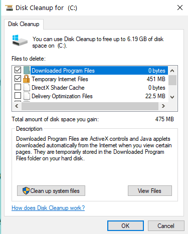 opravit problémy s vyčištěním disku Windows 10