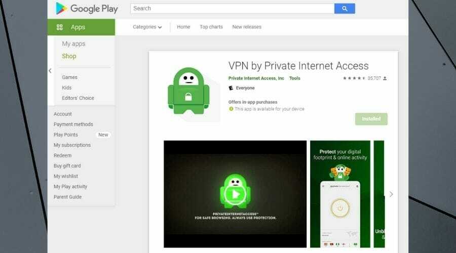 Accesso privato a Internet Android