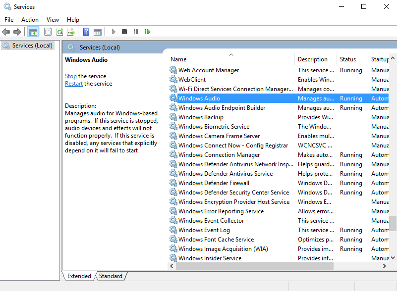 Napraw „Usługa audio nie działa” w systemie Windows 10