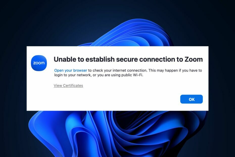 Δεν είναι δυνατή η δημιουργία ασφαλούς σύνδεσης με το Zoom