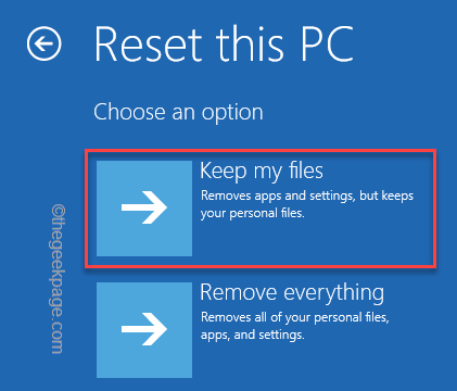 אפס את המחשב Keep Files Startup Repair