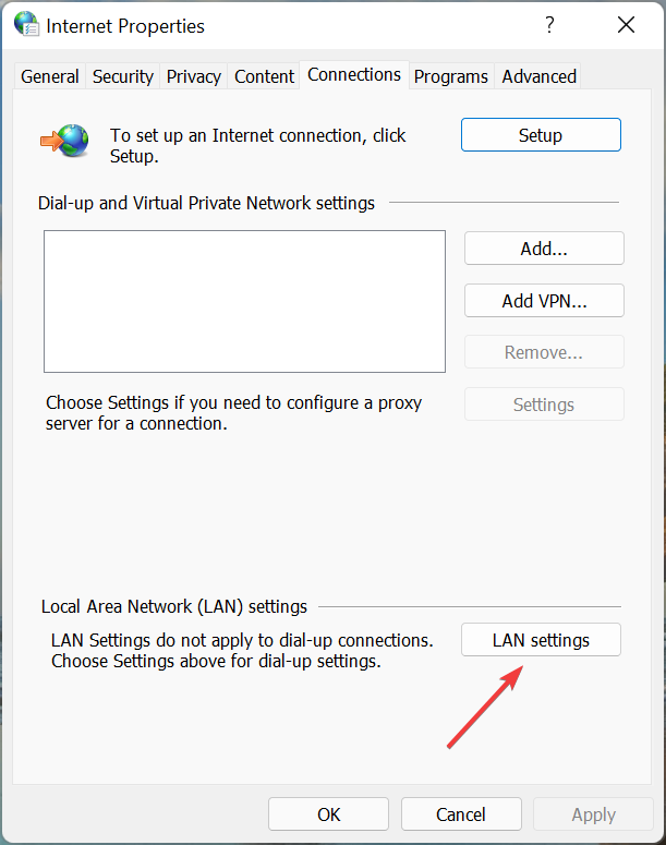 إعداد LAN لإصلاح Windows 11 التي تحجب مواقع الويب