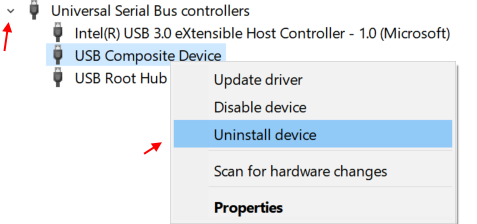 Desinstalar Gerenciador de Dispositivos Usb