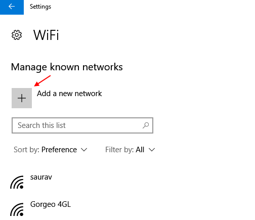 새 Wi-Fi 네트워크 추가 Windows 10