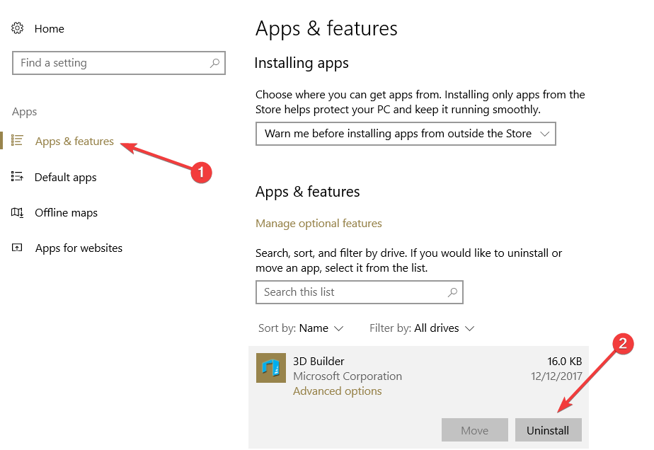 afinstallere Windows 10-apps