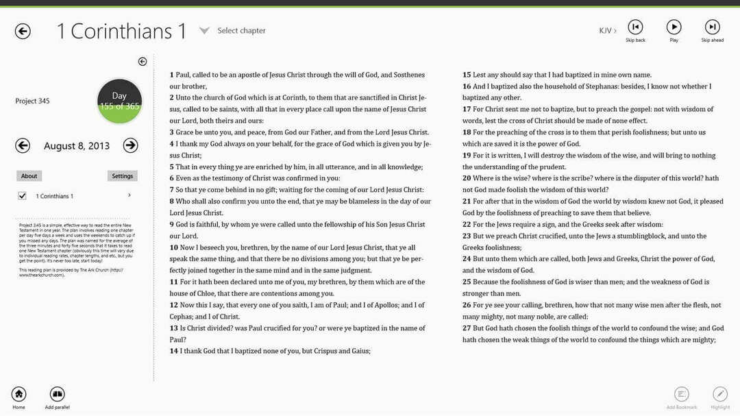 Bibel-App-Schnittstelle Windows 10