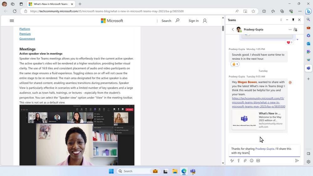 Teams-chatin käyttäminen Microsoft Edgeä selatessasi