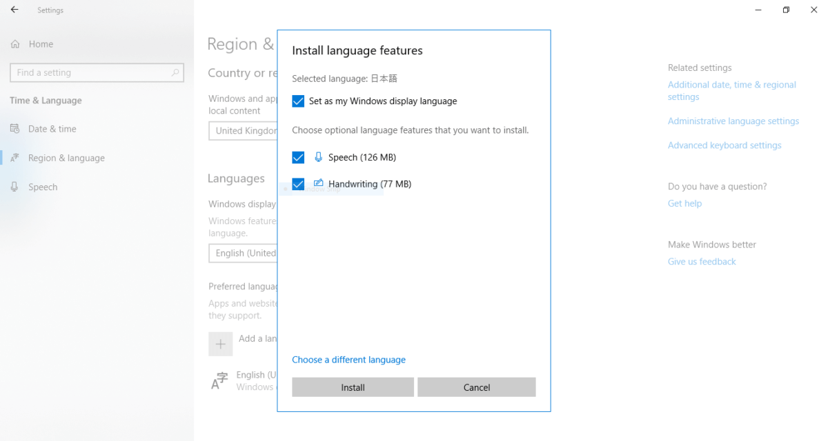 Installera Language Pack på Windows 10